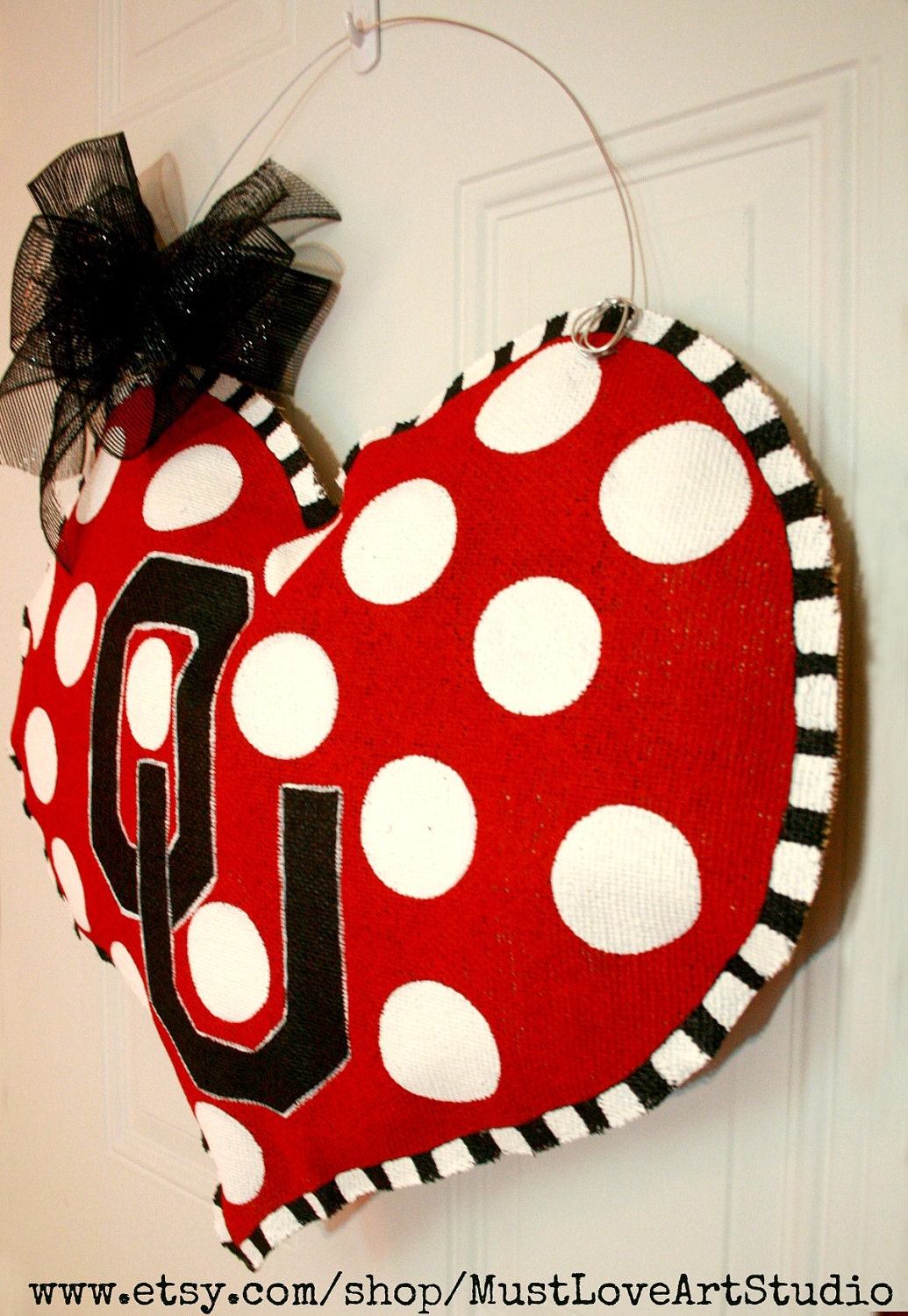 School Spirit College Team Burlap Door Hanger Decoration Personalized Oklahoma University