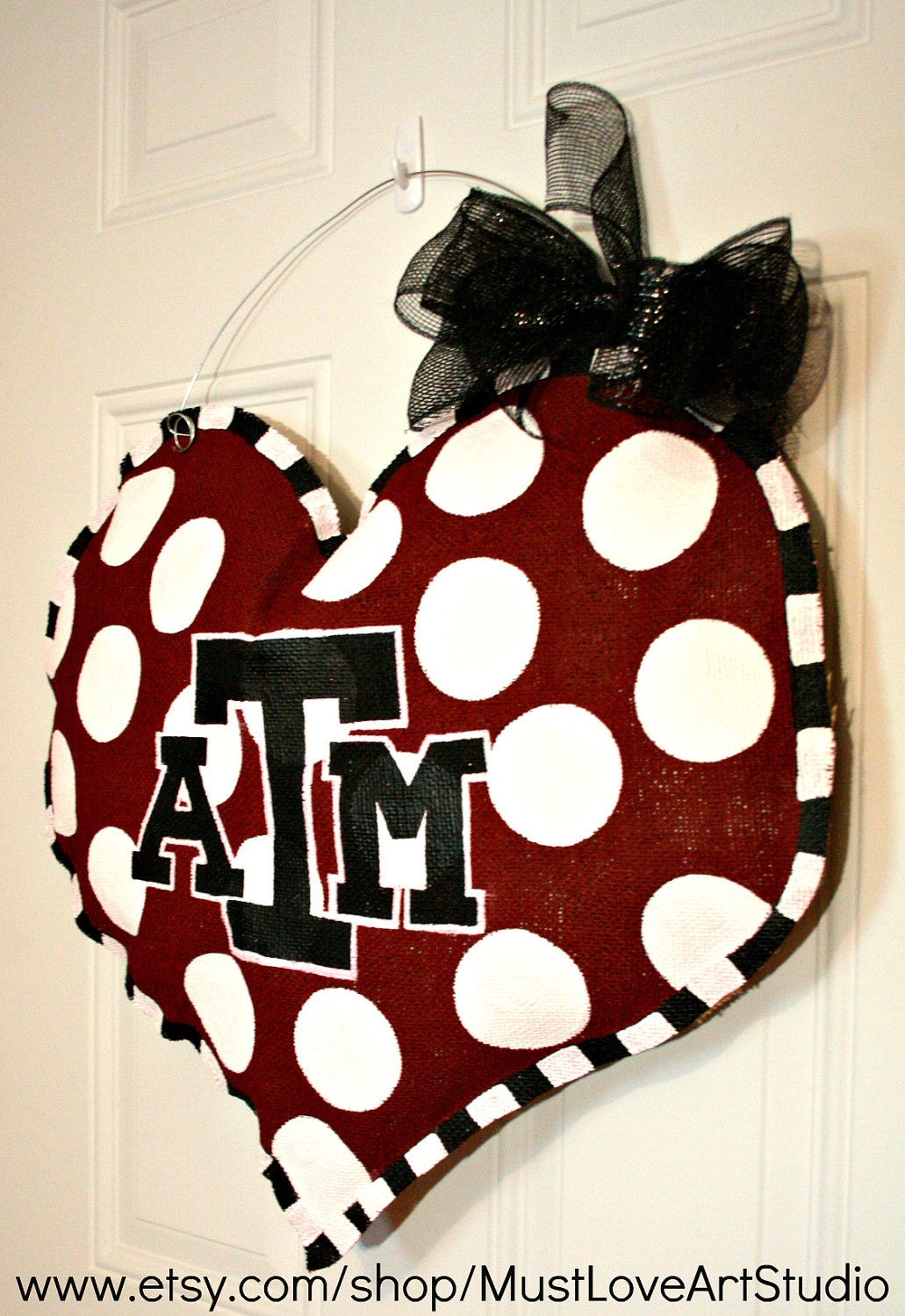 Texas A & M Aggies School Spirit College Team Burlap Door Hanger Decoration Personalized Dorm Room