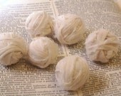 Winter Snow Ball Rag Ball Bride 12 French Ivory Cream Old World  Wedding Ornament Miniature Feather Tree Homespun Handmade 1/2 Off Today