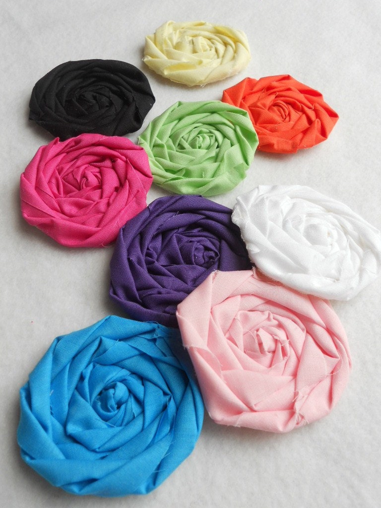 Bobbie Pin Rolled Rose Applique Fabric Flowers Bride Wedding Shower Birthday Party French Rosette 1" Scrapbook Handmade Wholesale 20