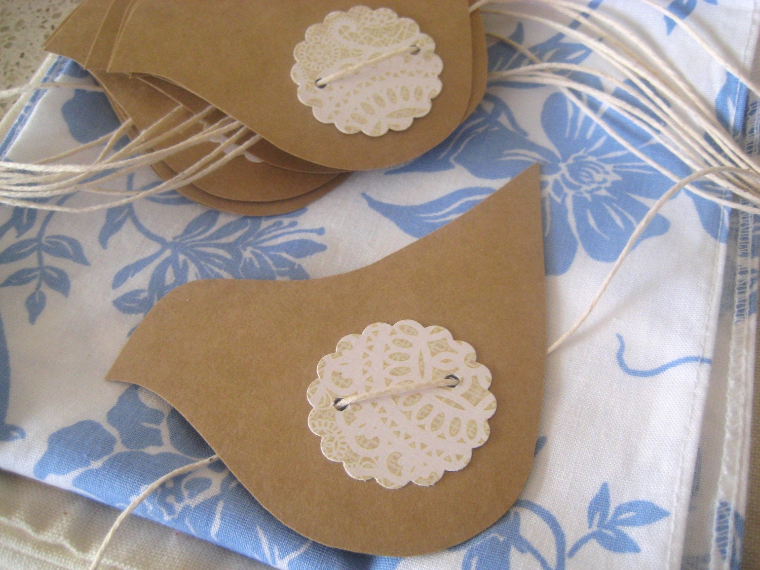 Table Setting Birds Wedding Engagement Baby shower Birthday Lunch Dinner Napkin Holder Tabe place cards BIRDS Kraft  Elegant setting
