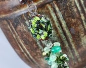 oOo SALE oOo - 60% off - Glass Lampwork Gemstone Cluster Oxidized Sterling Silver Wire Wrapped Necklace - The Jardin