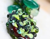 oOo SALE oOo - 60% off - Glass Lampwork Gemstone Cluster Oxidized Sterling Silver Wire Wrapped Necklace - The Jardin