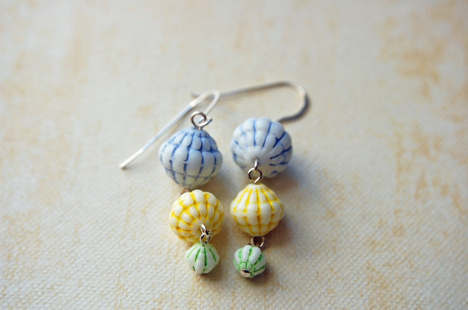 Pastel colors. Blue Yellow Green. Little Balloon earrings