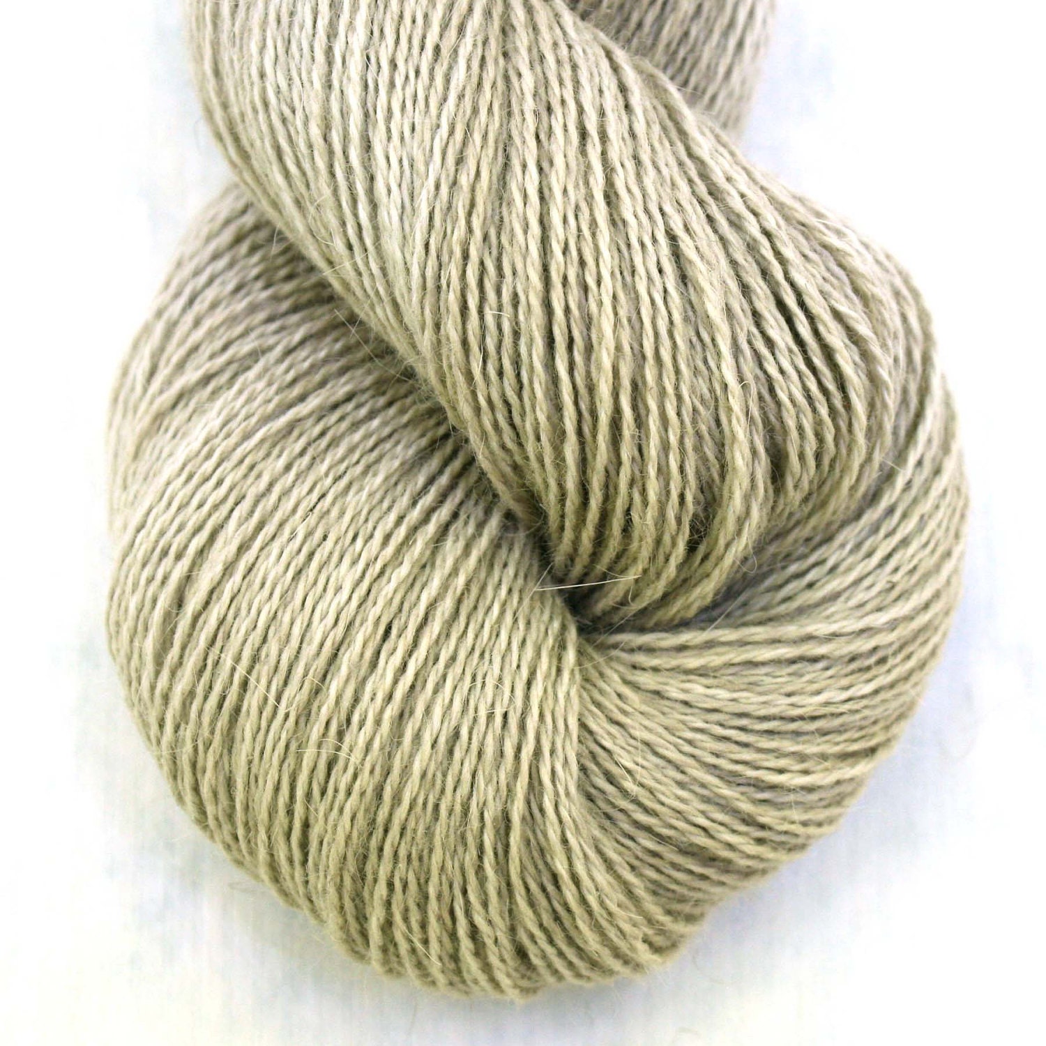 Hand Dyed Angora Silk Laceweight Yarn 435yds 50g Sand