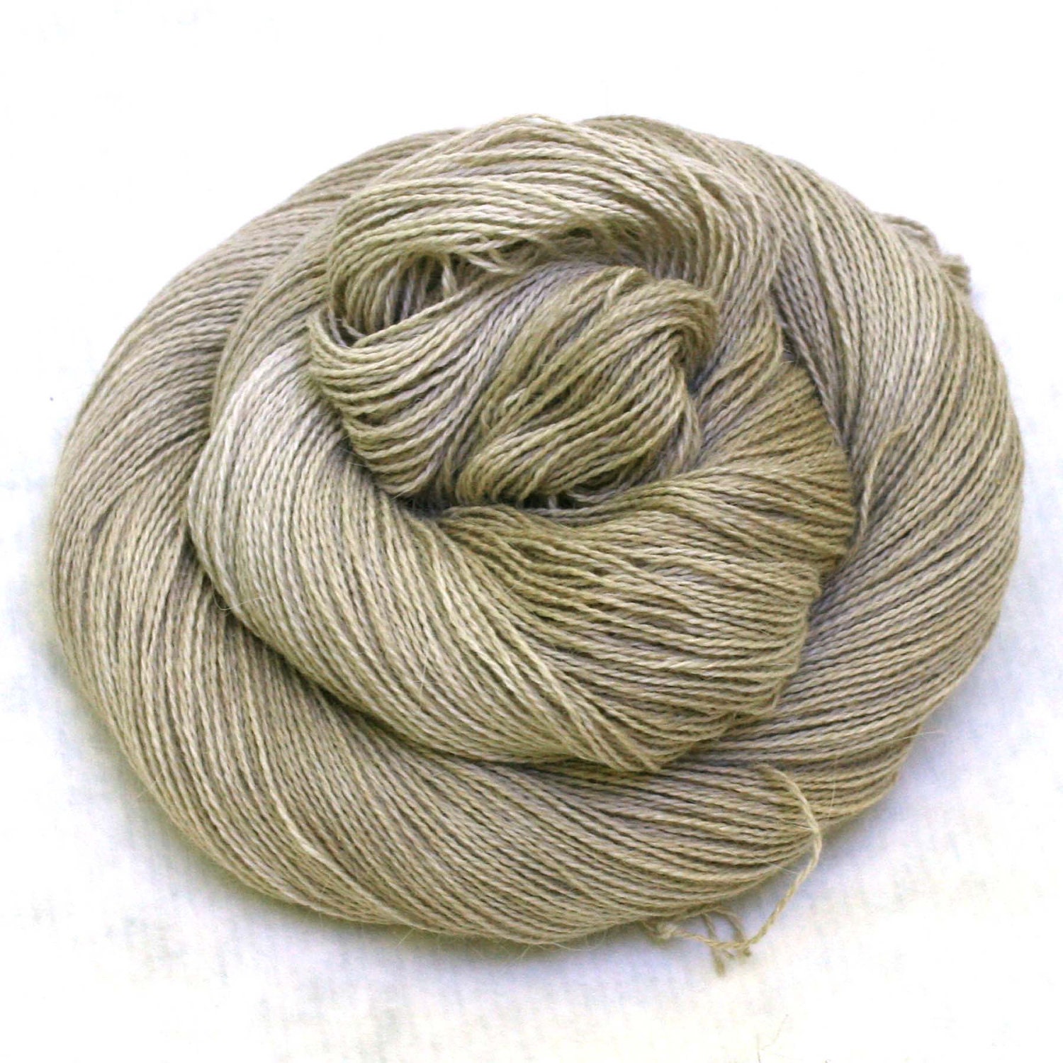 Hand Dyed Angora Silk Laceweight Yarn 435yds 50g Sand