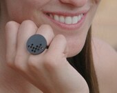round techno black acrylic ring - size 6.5
