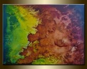 ORIGINAL abstract PAINTING,acrylic on canvas 23,6" x 31,5" x 0,7" in inches-One of a kind - HUGE,with certificate of authenticity