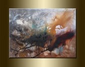 ORIGINAL abstract PAINTING,acrylic on canvas 23,6" x 31,5" x 0,7" in inches-One of a kind - HUGE,with certificate of authenticity