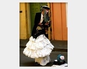 Living Statue: a fine art portrait photograph print of an intriguing street performer staying very still in the French Quarter
