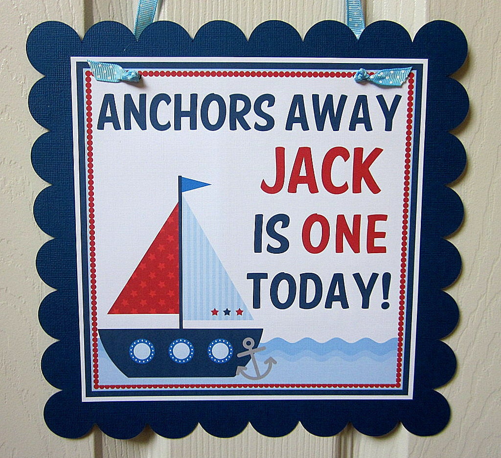 New- Anchors Away Nautical Welcome Sign - Sailboat