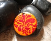 Red and Orange Filigree Enamel Necklace