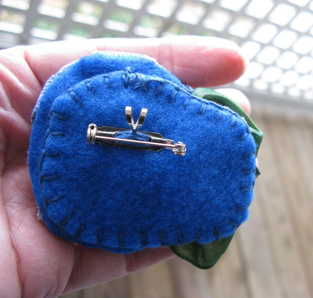 Blue Jean Baby Upcycled Rosette - Handmade Brooch