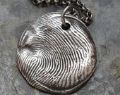 Fingerprint Necklace - Fine Silver Charm on Sterling Silver Rollo Chain