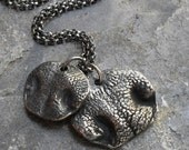Small Pet Nose Print Custom Fine Silver Necklace - 1 Charm On Rollo Sterling Silver Chain
