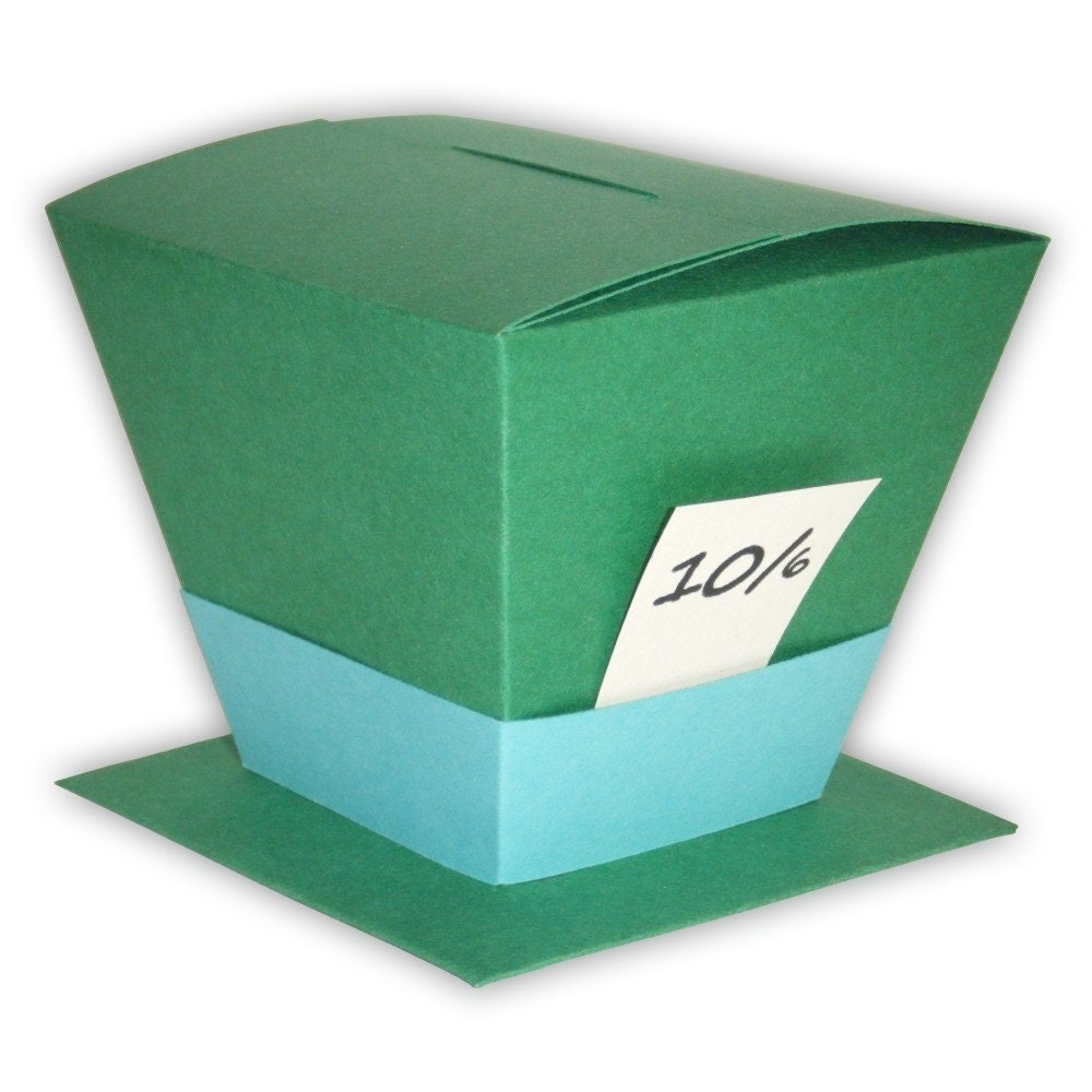 Alice in Wonderland Mad Hatter Hat Favor Gift Box Printable Color Template PDF (custom colors available)