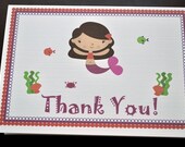 Mermaid Thank You Cards Set of 12 FOLDED