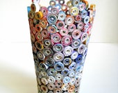 Rolled Paper Vase Sculpture Upcycled from Land of Nod Mail Order Catalogs - MaryJeansThings