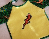 Green and Yellow Sleeved Baby/Toddler Bib - Salamander 6 mos to 2T