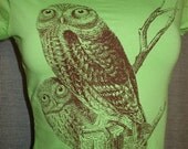 large apple green owl tee