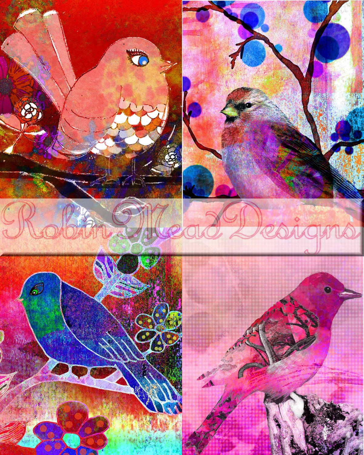 Download Printable Birds digital background hand designed papers by me, printables, digital and handpainted designs