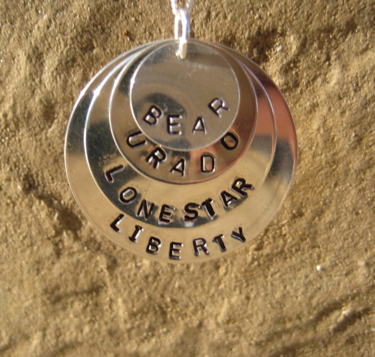 CUSTOM 4 Disk  Hand Stamped Necklace