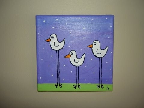White Birds on Purple Background