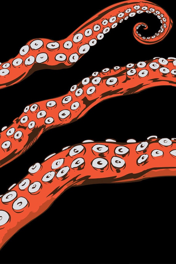 Octopus Tshirt, Tentacle tee, Octohug Black Cotton t-shirt S M L XL 2XL