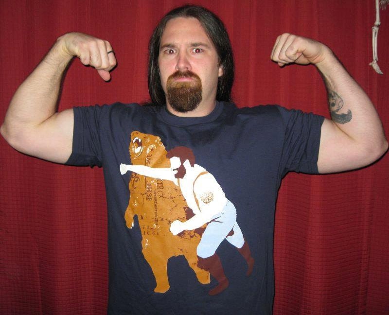 tshirt, tee, Man Punching Bear Men's t-shirt, sizes S-2XL available