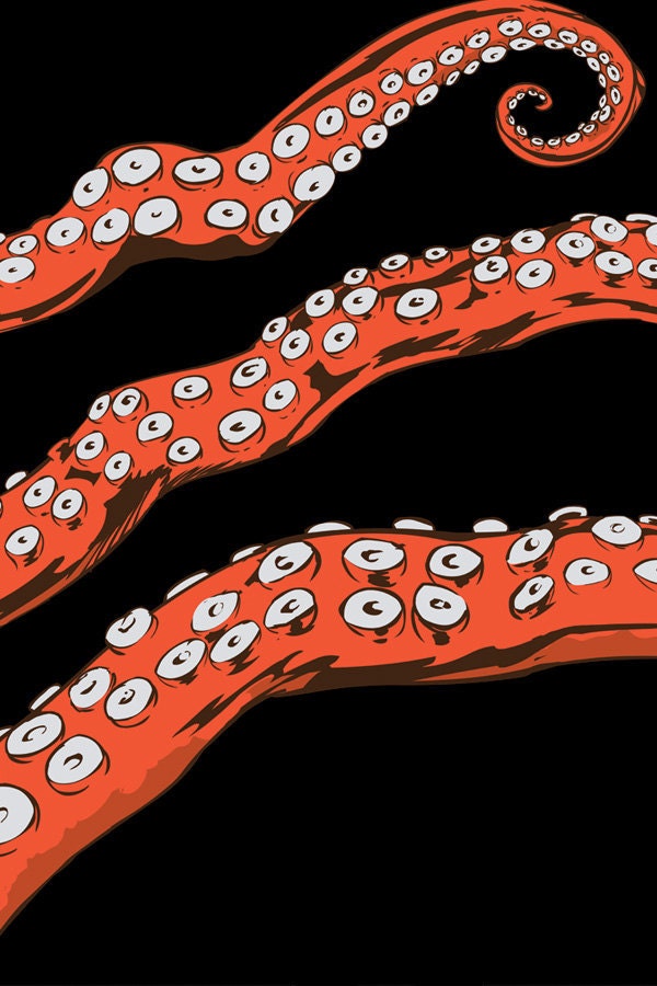Octopus Tshirt, Tentacle tee, Octohug Black Cotton t-shirt S M L XL 2XL