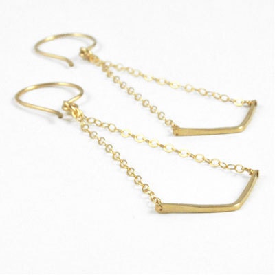 14k Gold Fill Chevron Earrings - Recycled Metal