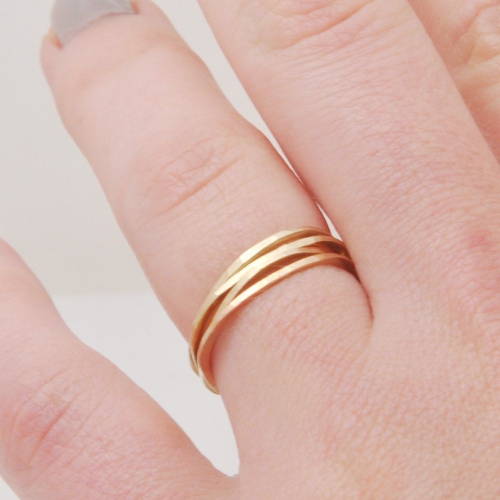 Pebble Rings in 14k Gold Fill, Set of Three - Recycled Metal