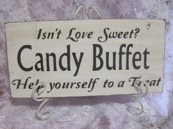 Rustic Wedding Love is Sweet Candy Bar Buffet Sweets Table Treat Sign Reception