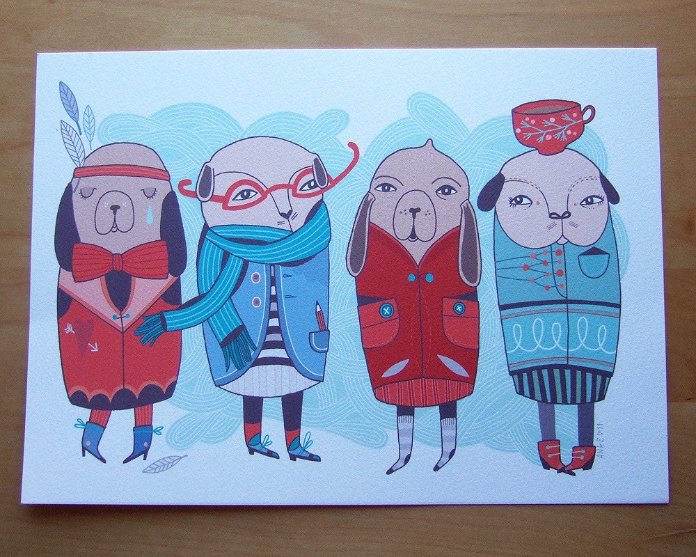 Four Dogs - Print of my illustration