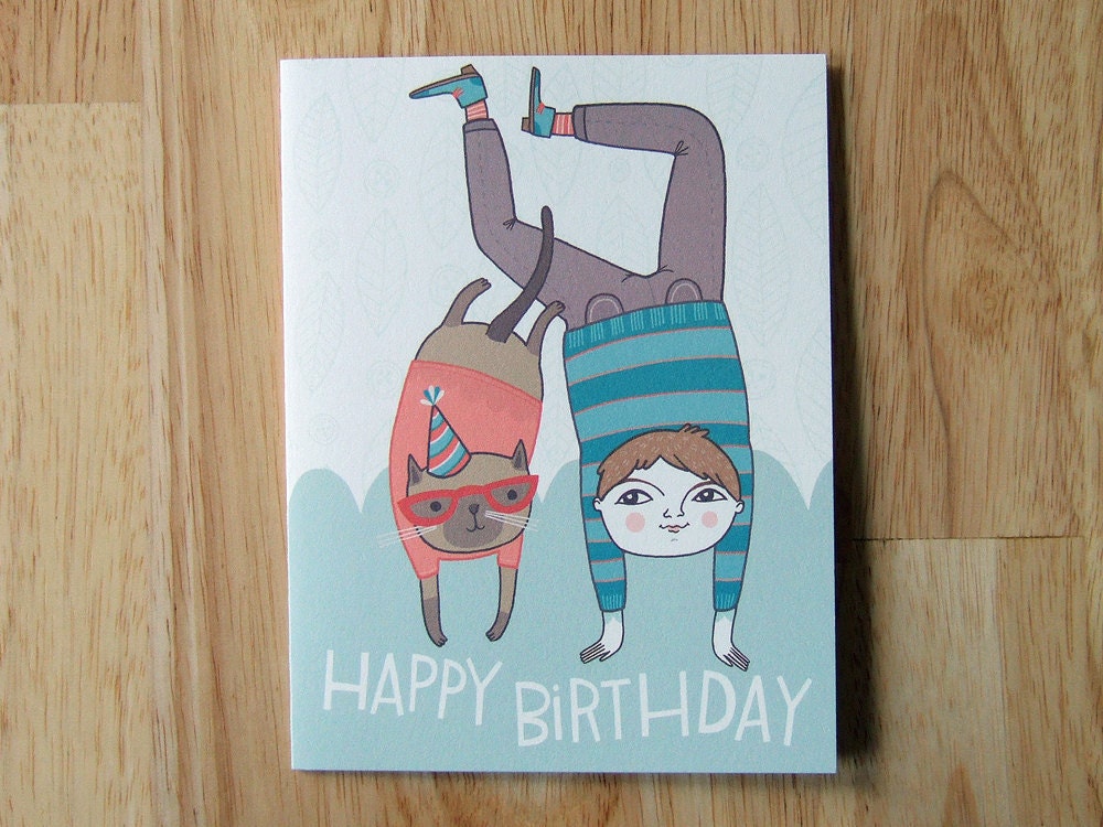 Birthday with Siamese Cat - Greeting Card