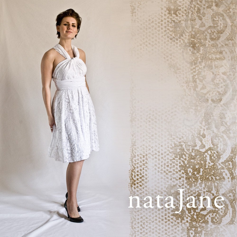 Vintage inspired bridal gown wrap dress, tea-length