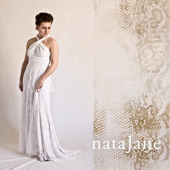 Vintage inspired bridal gown wrap dress