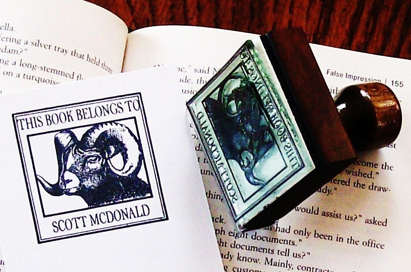 Custom Ram Ex Libris Bookplate Rubber Stamp Add Your Name A10