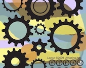 Steam Punk Gears Set of 9 Rubber Stamps - Stamp and Store 042