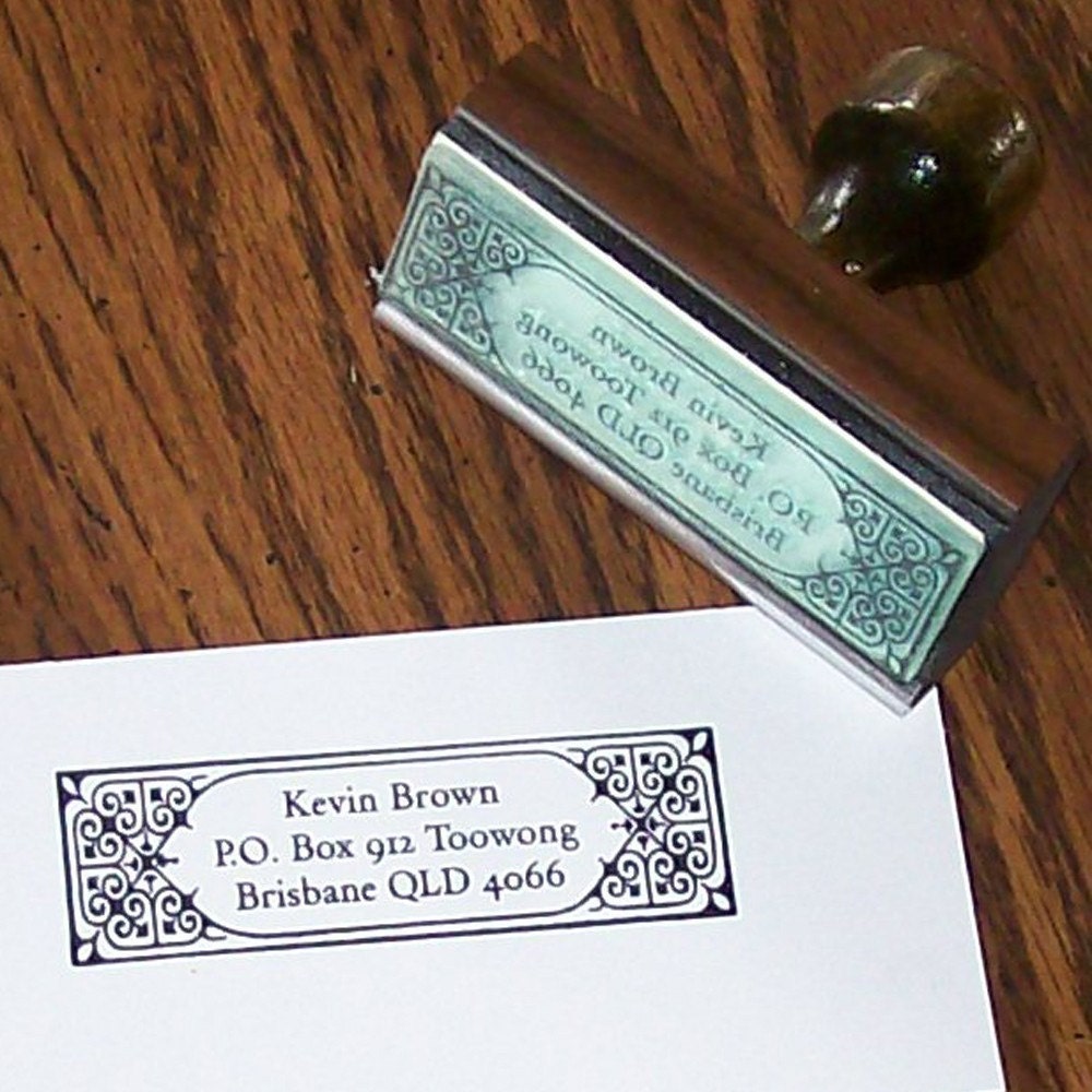 Custom Return Address Rubber Stamp Heart Tile Frame AD11