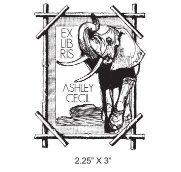Elephant Original Art Custom Ex Libris Bookplate Rubber Stamp D08 featured artist