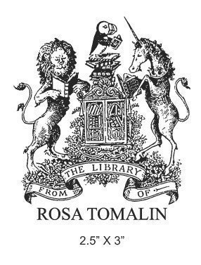 Custom Lion Puffin and Unicorn Ex Libris Bookplate Rubber Stamp C06