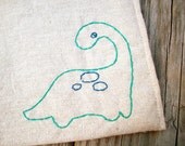 Reusable Sandwich Bag - Reusable Snack Bag - Hand Embroidered - Dinosaur - Eco Friendly