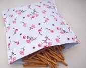 Reusable Snack Bag - Reusable Sandwich Bag - Large Size - Flowers - Eco and Kid Friendly