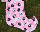 Pink Camo Skulls and Crossbones Funky Christmas Stocking