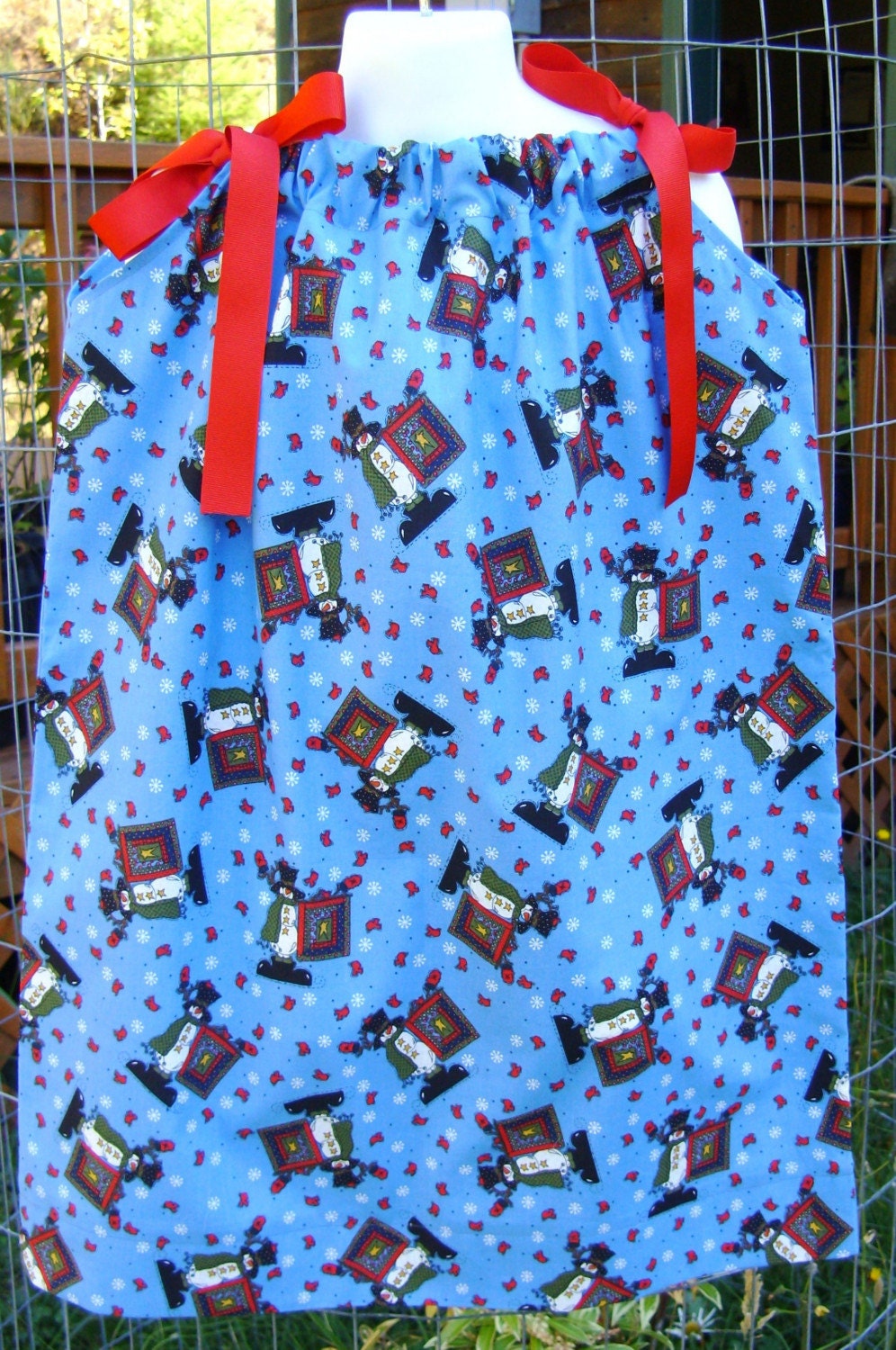 Whimsical Winter Snowman Pillowcase Dress Girls 4 5 6