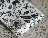 Forest Story - Damask Fabric - Half Yard - Black on White
