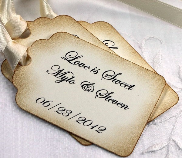 Custom Wedding Favor Tag - Wedding Tags - Love Is Sweet Tags Set of 10