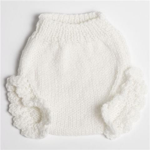 WHITE  Frilly Diaper Cover - (Size XS - newborn)