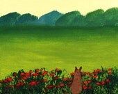 Abyssinian Orange Cat FRENCH POPPIES limited edition art print of Todd Young painting